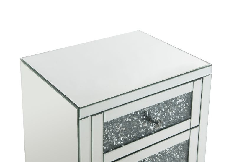 Noralie - 26" Accent Table With Faux Diamonds - Mirrored - R&R Furniture Gallery (Fountain Valley, CA)