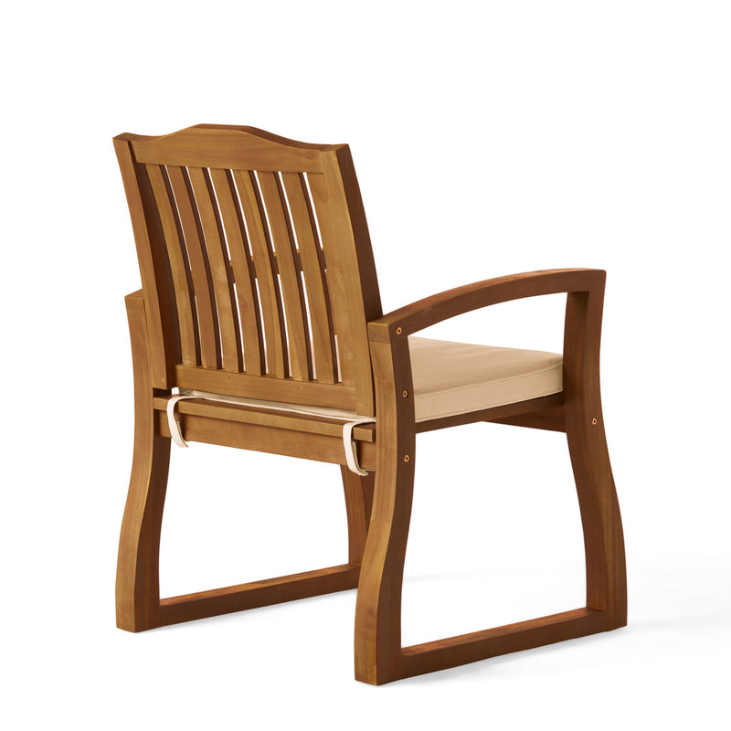 Della - Wood Armchair (Set of 2) Outdoor Dining Chairs - Cream - R&R Furniture Gallery (Fountain Valley, CA)