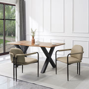 Modern Dining Chair (Set of 2) With Iron Frame - Espresso / Khaki - R&R Furniture Gallery (Fountain Valley, CA)