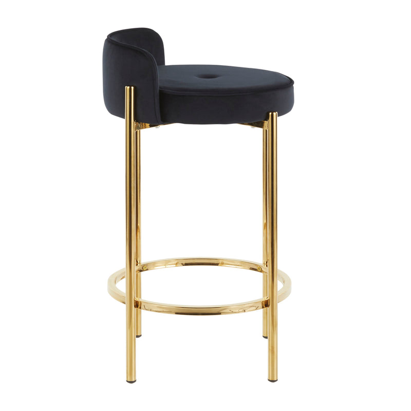 Lumi Source Chloe contemporary counter stool set with sleek design, featuring padded seats and metal legs, ideal for modern kitchen islands.