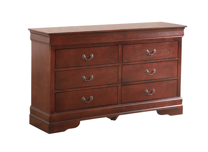 Louis Phillipe bedroom dresser by Glory Furniture, showcasing modern design with multiple drawers and sleek finish.