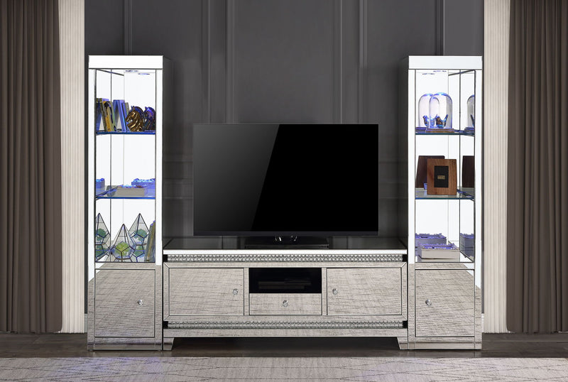 Lotus - TV Stand - Mirrored, Faux Ice Cube Crystals - R&R Furniture Gallery (Fountain Valley, CA)