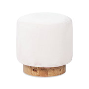 Tilly - Round Fur Upholstered / Burl Pouf Ottoman - White - R&R Furniture Gallery (Fountain Valley, CA)