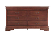Elegant traditional storage dresser by Glory Furniture with multiple drawers and classic wooden finish, ideal for bedroom organization.