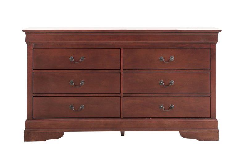 Elegant traditional storage dresser by Glory Furniture with multiple drawers and classic wooden finish, ideal for bedroom organization.