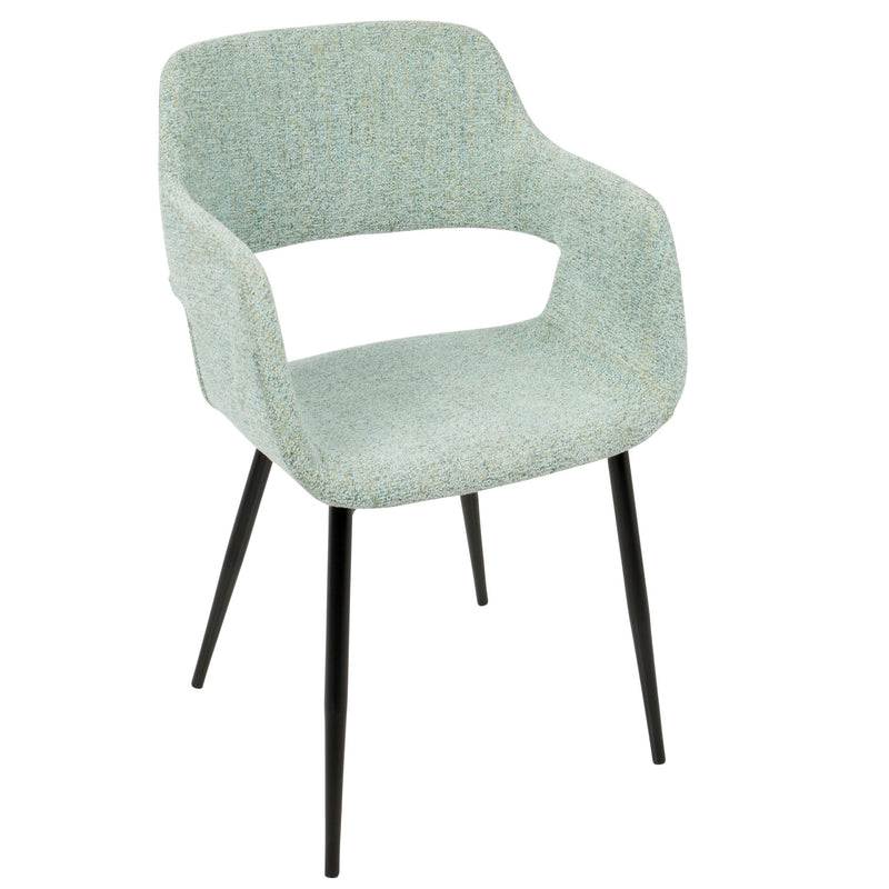 Lumi Source Margarite mid-century modern dining chair set of 2 with sleek wooden legs and upholstered seats.