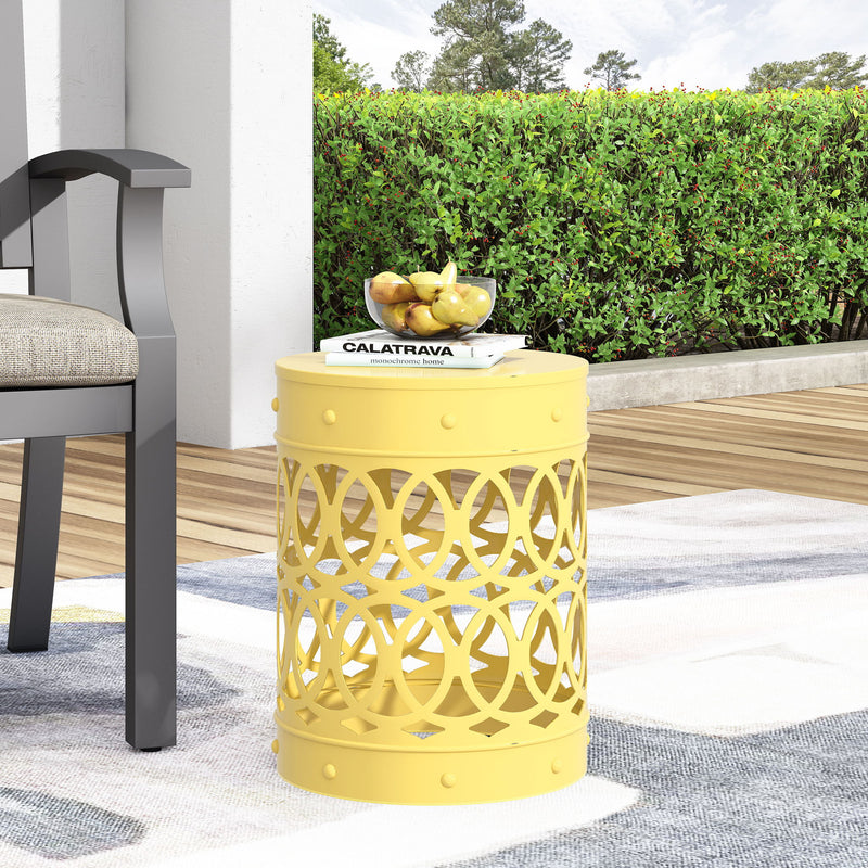 Outdoor metal large end table by Noble House featuring a modern design with a durable, stylish metal frame and spacious surface.