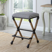 Black backless counter stool by Uttermost, 24-27 inch height, with a sleek modern design and sturdy wooden legs.