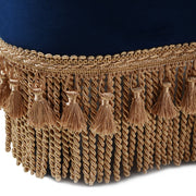 Ellen - Upholstered Clover Ottoman With Gold Bullion Fringe - Navy Blue - R&R Furniture Gallery (Fountain Valley, CA)