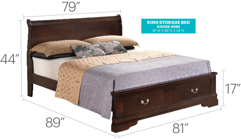Louis Phillipe - Storage Bed