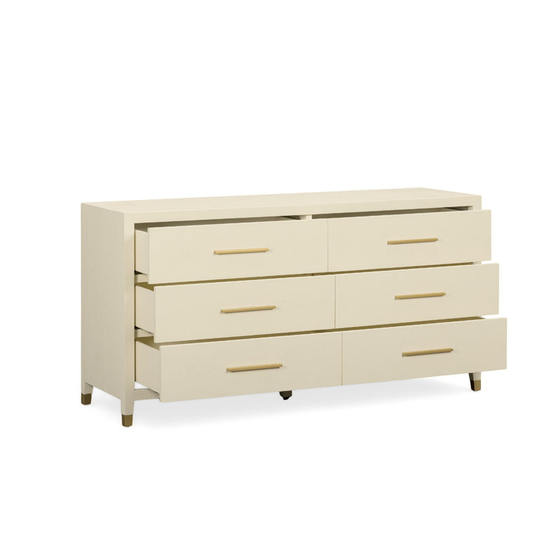 Dani - Faux Shagreen 6-Drawer Dresser - Cream