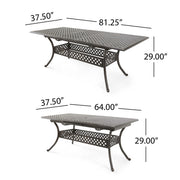 Outdoor Expandable Dining Table With Umbrella Holder, Lattice Pattern And Curved Legs - Black - R&R Furniture Gallery (Fountain Valley, CA)