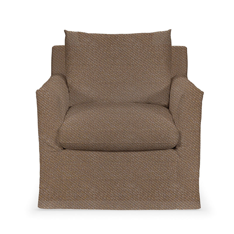 Classic Home Cassiano swivel chair with plush fabric upholstery and a rounded backrest, designed for comfort and style.
