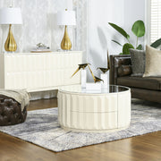 Facino - Round Storage Coffee Table - White Birch - R&R Furniture Gallery (Fountain Valley, CA)