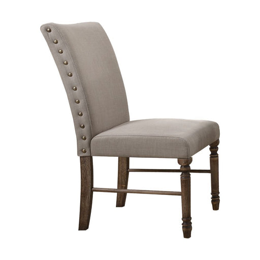 Leventis - Side Chair (Set of 2) - Cream Linen & Weathered Oak - R&R Furniture Gallery (Fountain Valley, CA)