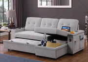 Ashlyn II - 84"W Woven Fabric Reversible Sleeper Sectional Sofa with Storage Chaise - R&R Furniture Gallery (Fountain Valley, CA)