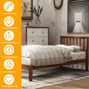 DreamHaus platform bed with headboard, footboard, and slat support, showcasing a modern wooden frame and sturdy construction.