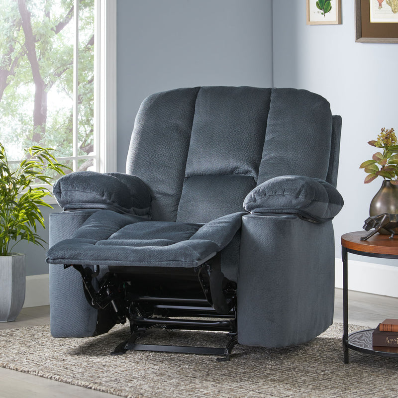 Luxurious Manual Recliner Chair With Skin-Friendly Fabric And Dual Cup Holders - R&R Furniture Gallery (Fountain Valley, CA)