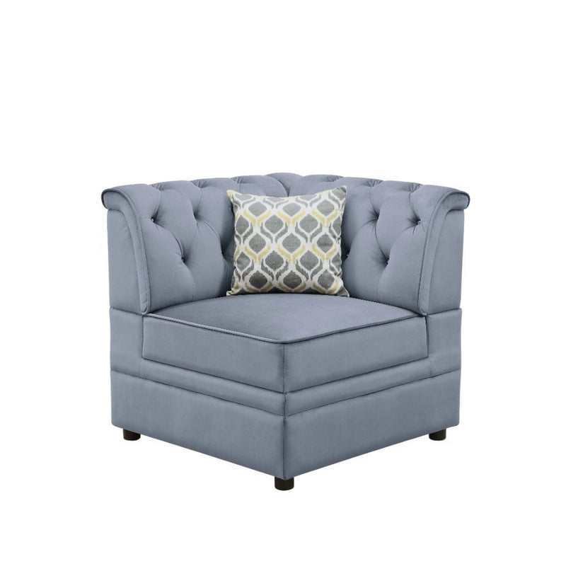 Bois II - Modular Wedge - Gray Velvet - R&R Furniture Gallery (Fountain Valley, CA)