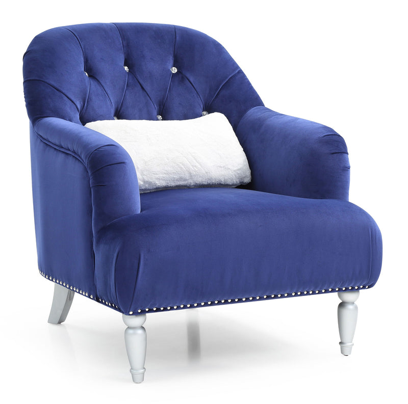 Elegant traditional armchair by Glory Furniture with plush upholstery and wooden armrests, perfect for classic living rooms.