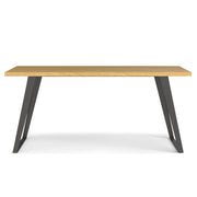 Handcrafted Lowry square dining table by Simpli-Home with a wooden finish, showcasing its sturdy tabletop and modern design.