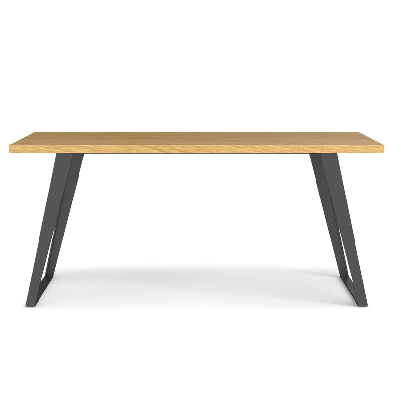 Handcrafted Lowry square dining table by Simpli-Home with a wooden finish, showcasing its sturdy tabletop and modern design.
