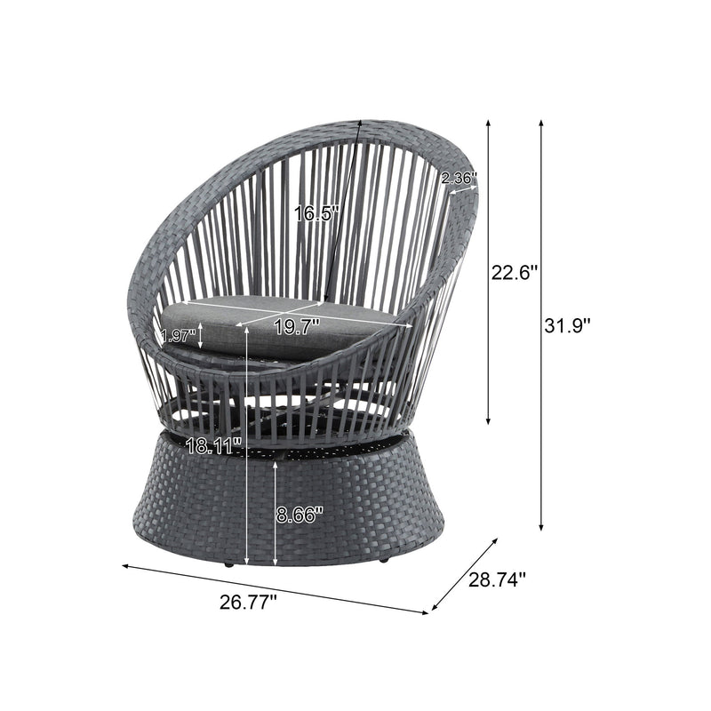 Modern Swivel Wicker Lounge Chair With Round Design - R&R Furniture Gallery (Fountain Valley, CA)