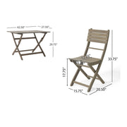 Noble House Positano foldable outdoor dining set with five pieces, including table and chairs, designed for outdoor use.