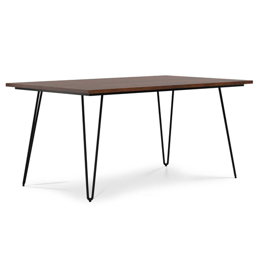 Simpli-Home Hunter handcrafted dining table with wood finish, rectangular shape, and sturdy legs for modern dining room decor.