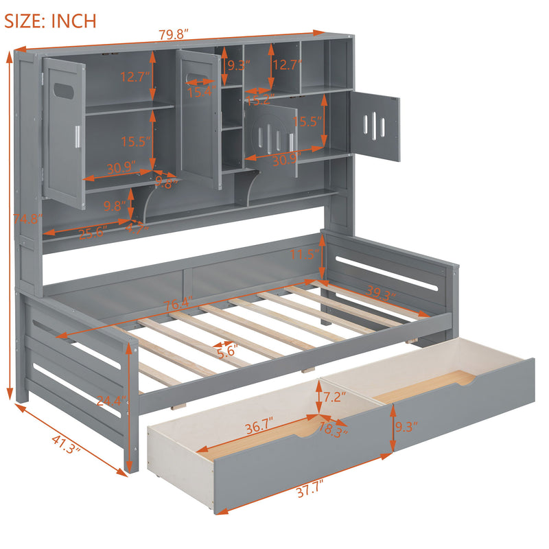 Daybed With All-In-One Cabinet And Shelf - R&R Furniture Gallery (Fountain Valley, CA)
