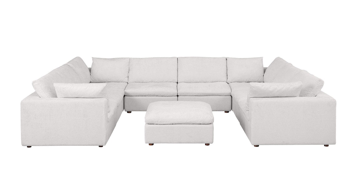 1100 - 9-Piece U-Shaped Sectional In Italian Fabric - Pearl