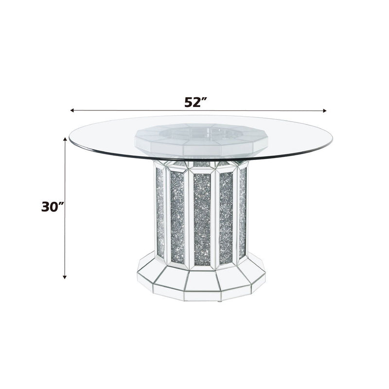 Noralie - Dining Table - Clear Glass Top & Mirrored & Faux Diamonds - R&R Furniture Gallery (Fountain Valley, CA)