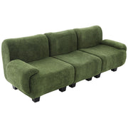 Noble House 3-seater sofa couch with curved armrests, stationary design, upholstered in neutral fabric.
