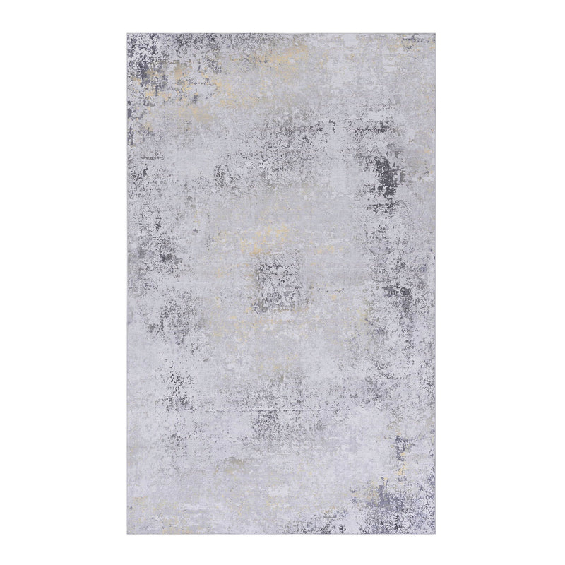 Maval - 8' X 10' Area Rug Washable - Gray / Gold - R&R Furniture Gallery (Fountain Valley, CA)