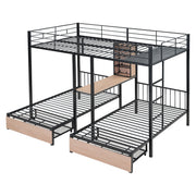 Triple Bunk Bed With Drawers, Multi-Functional Frame With Desks And Shelves In The Middle - R&R Furniture Gallery (Fountain Valley, CA)