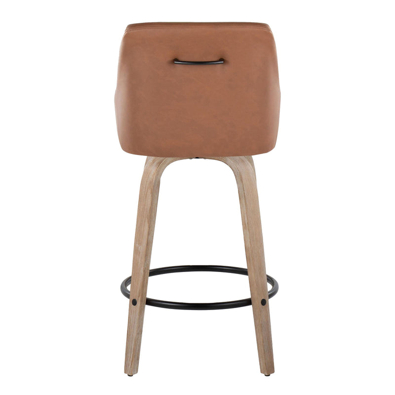 Lumi Source Hannah set of 2 transitional fixed height counter stools with swivel, round footrest, and modern design.