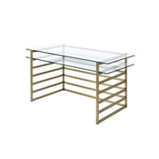 Shona - Writing Desk - Clear Glass Top & Antique Gold - R&R Furniture Gallery (Fountain Valley, CA)