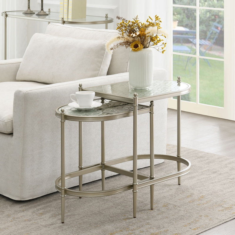 Zaba - Nesting Table - Glass Top & Silver - R&R Furniture Gallery (Fountain Valley, CA)