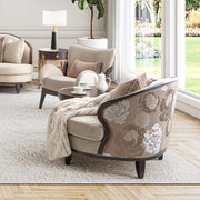 Camellia Field - Velvet Accent Chair - Beige / Dark Brown - R&R Furniture Gallery (Fountain Valley, CA)