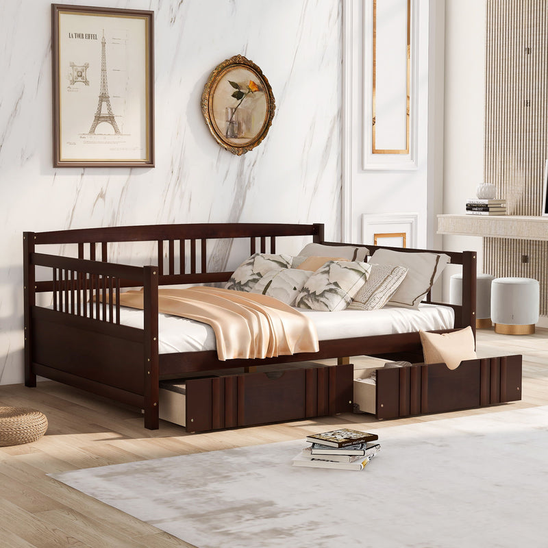 Modern Daybed from DreamHaus with built-in storage drawers, featuring a sleek, multifunctional design for stylish bedroom organization.