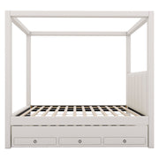 Upholstery Canopy Platform Bed With Trundle And Three Storage Drawers - R&R Furniture Gallery (Fountain Valley, CA)