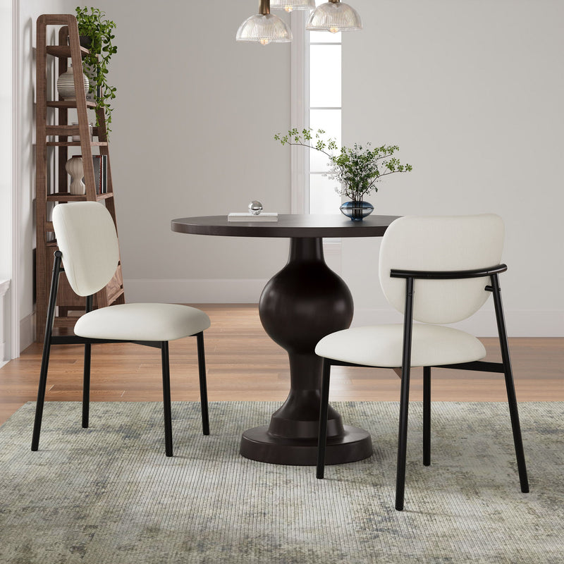 Modern Upholstered Dining Chairs With Metal Legs (Set of 2) - Beige - R&R Furniture Gallery (Fountain Valley, CA)