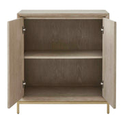 Uttermost Alessia 2-door light brown accent cabinet with sleek design and modern hardware for stylish storage.