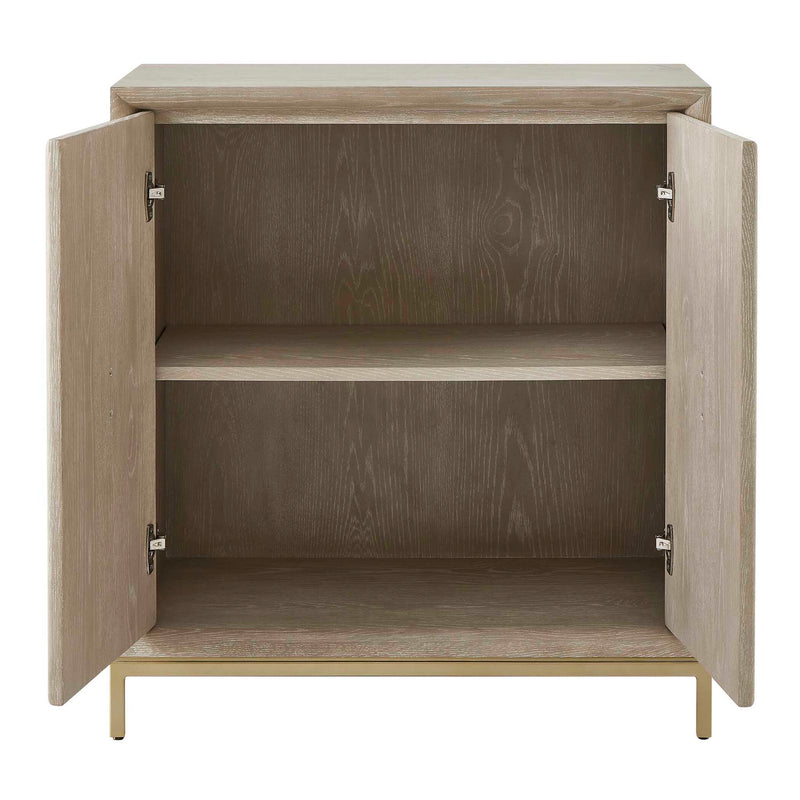 Uttermost Alessia 2-door light brown accent cabinet with sleek design and modern hardware for stylish storage.