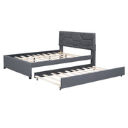 Upholstered Platform Bed With Brick Pattern Headboard And Twin Long Size Trundle - R&R Furniture Gallery (Fountain Valley, CA)