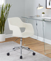 Lumi Source Glacier contemporary desk with clear glass top and chrome legs, modern writing desk for home or office use.