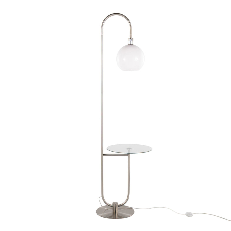 Lumi Source contemporary glam floor lamp designed like a trombone with a sleek metallic finish and adjustable arm.