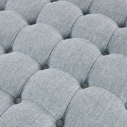 Skirted Tufted Round Ottoman With Button Top - Gray - R&R Furniture Gallery (Fountain Valley, CA)