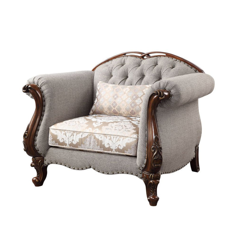 Miyeon - Chair With Pillow - Fabric & Cherry - R&R Furniture Gallery (Fountain Valley, CA)