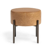 Classic Home Aimie accent stool with a wooden frame and upholstered seat, suitable for living rooms or bedrooms.